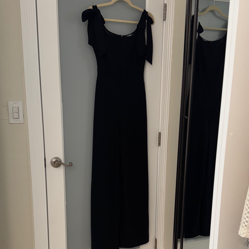 Missguided Elegant Black Ribbon Jumpsuit